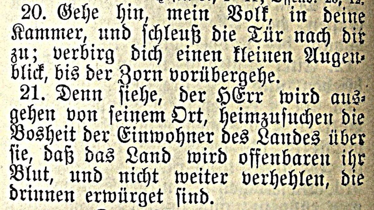 Die Bibel - Jesaja 26, 20-21