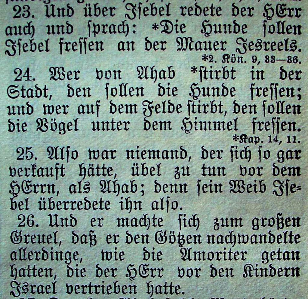 Die Bibel - 1. Könige 21, 23-26